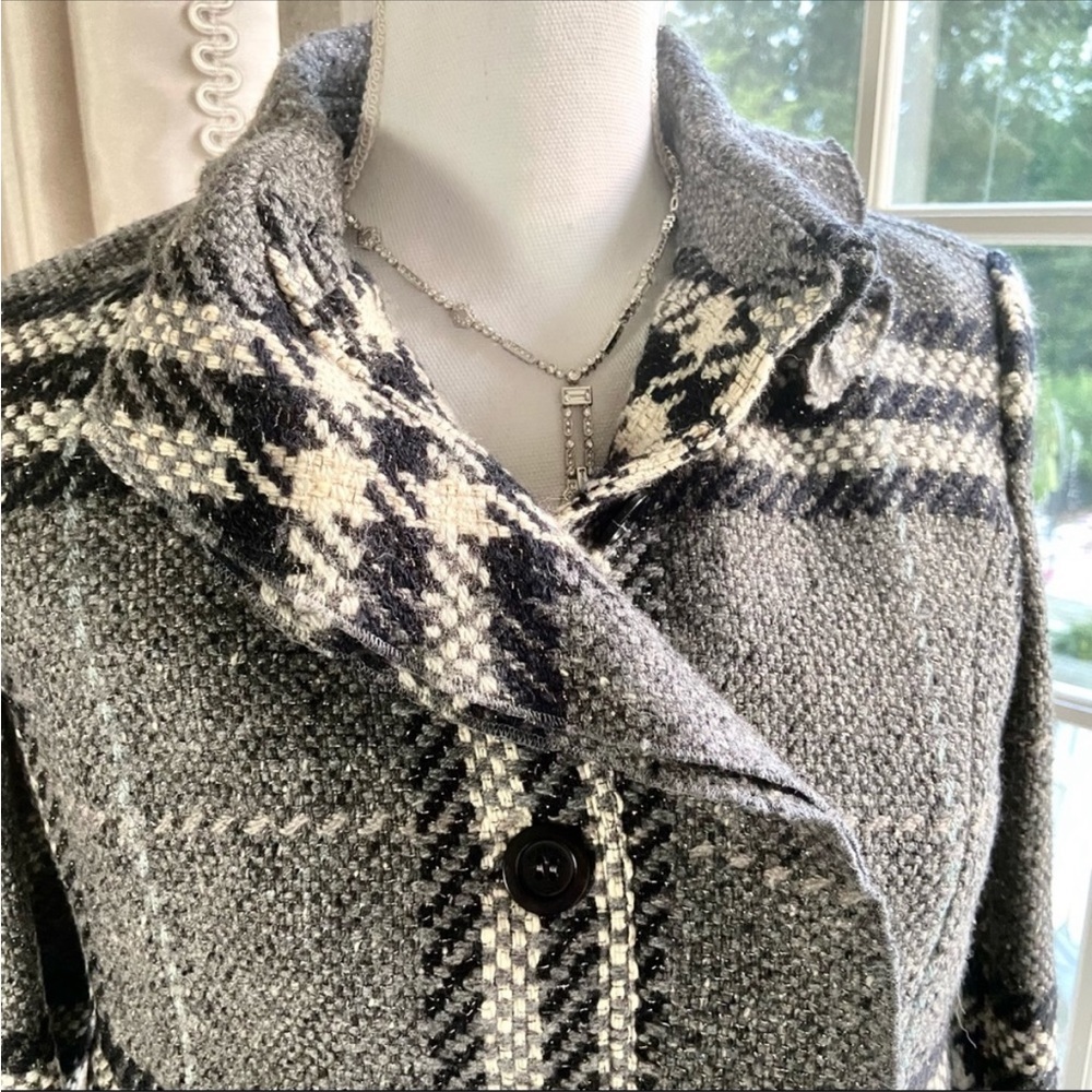 Burberry short gray metallic plaid wool jacket - Picture 12 of 13